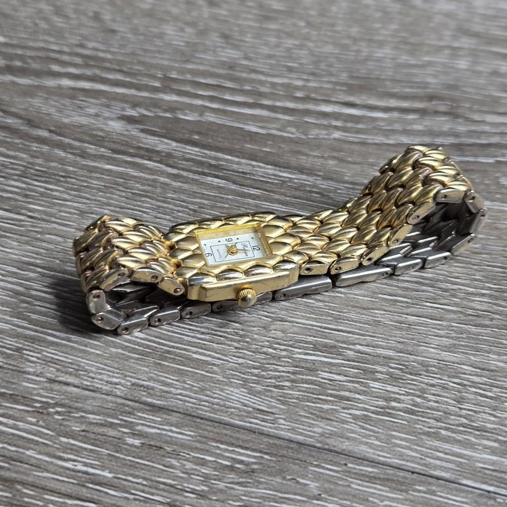 Vintage Ronica Ladies Quartz Watch Gold Tone Textured Bracelet Japan Movt S 6